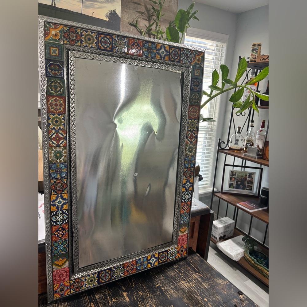Colorful Talavera Tile Pattern Wall Mirror Frame